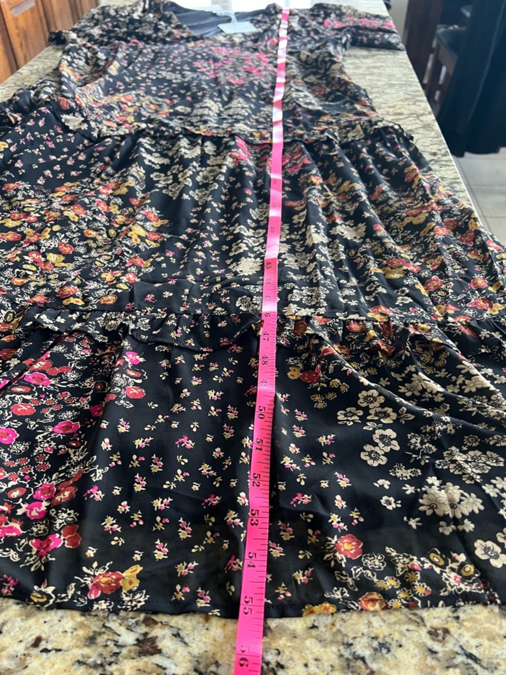 NWT Black Floral Chiffon V-Neck Long Sleeve Maxi Dress - Picture 12 of 14